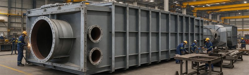 Large waste heat recovery component fabrication and welding